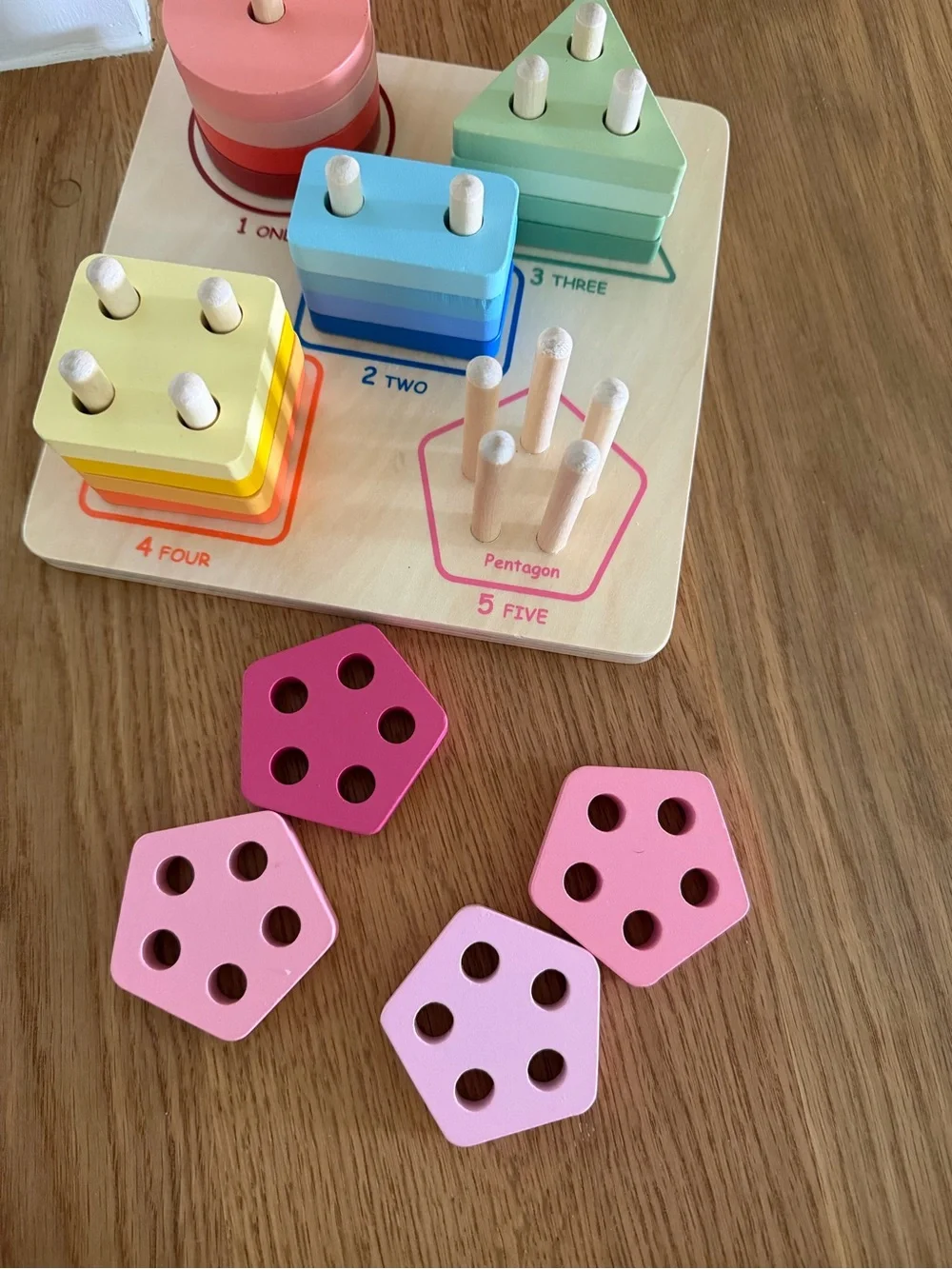wooden stacking counting and matching educational toy game - Picture 3 of 3
